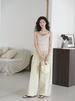 elastic wide pants