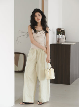 elastic wide pants