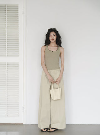 elastic wide pants