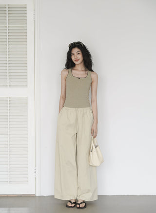 elastic wide pants