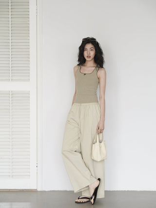 elastic wide pants