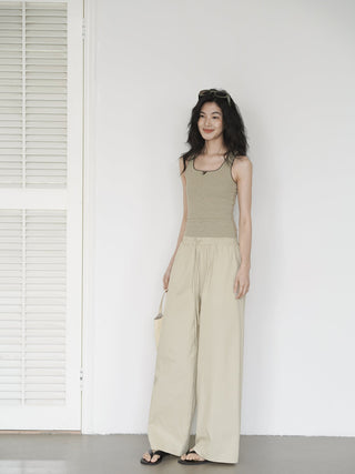 elastic wide pants