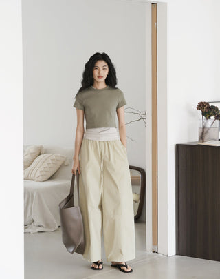 elastic wide pants