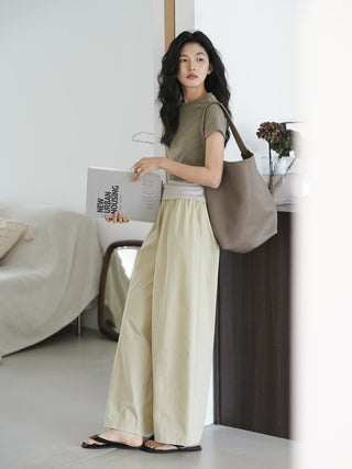 elastic wide pants