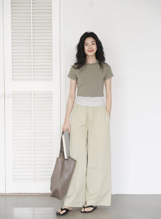 elastic wide pants