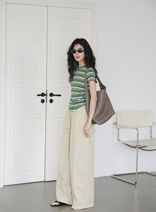elastic wide pants