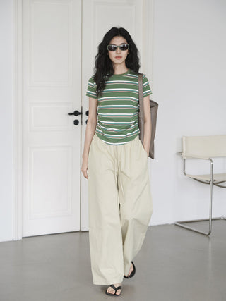 elastic wide pants