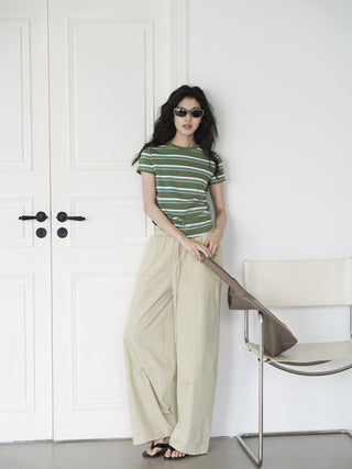 elastic wide pants