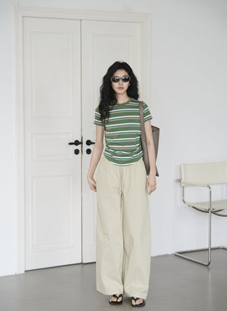 elastic wide pants