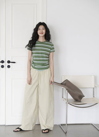 elastic wide pants