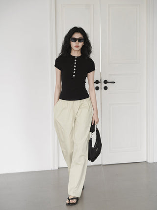 elastic wide pants