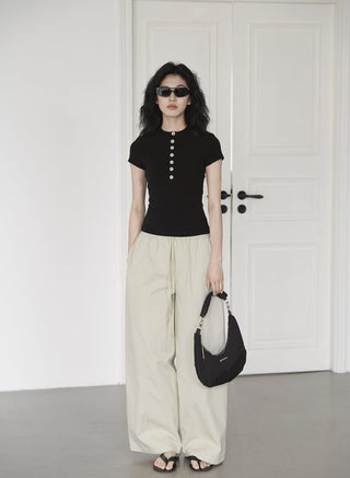 elastic wide pants