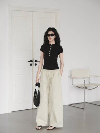 elastic wide pants