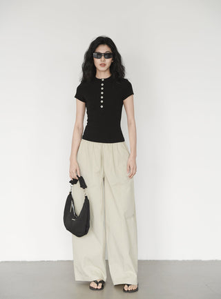 elastic wide pants