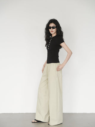 elastic wide pants