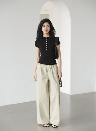 elastic wide pants