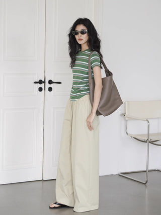 elastic wide pants