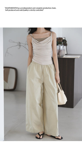 elastic wide pants