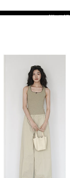 elastic wide pants