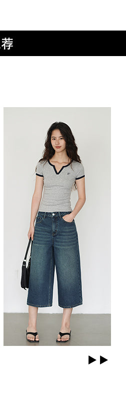 blue cropped pants