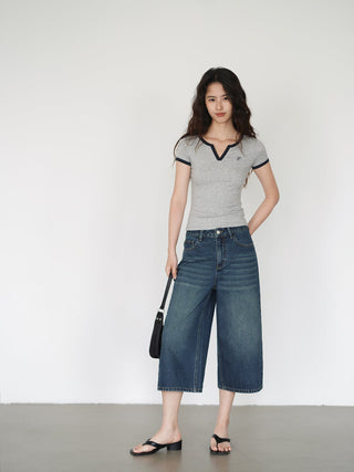 blue cropped pants