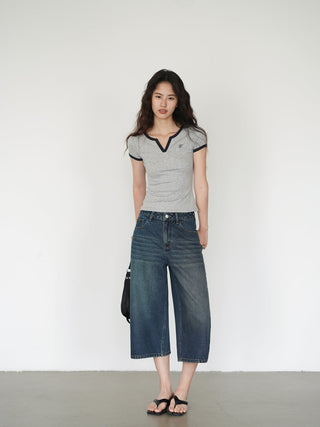 blue cropped pants