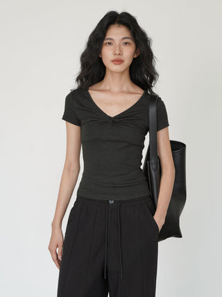 knot V-neck top