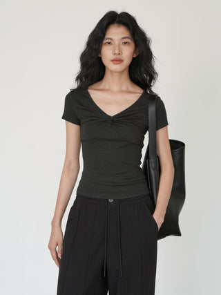 knot V-neck top