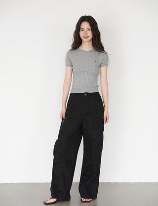 gray knit top
