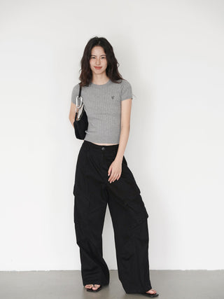 gray knit top