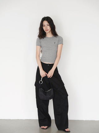gray knit top