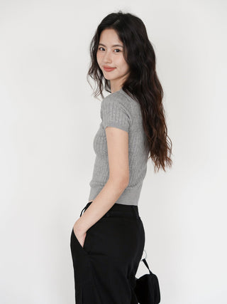 gray knit top
