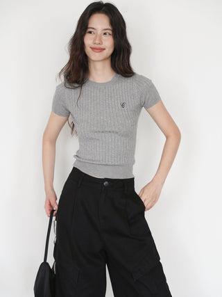 gray knit top