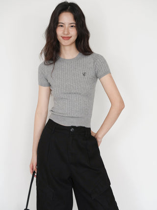 gray knit top