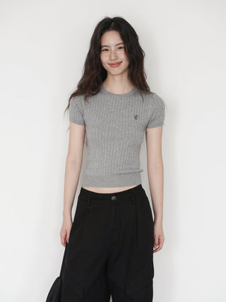 gray knit top