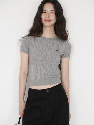 gray knit top