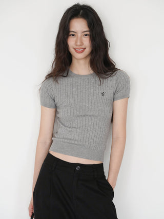 gray knit top