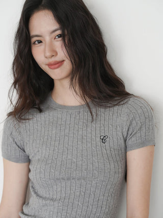 gray knit top