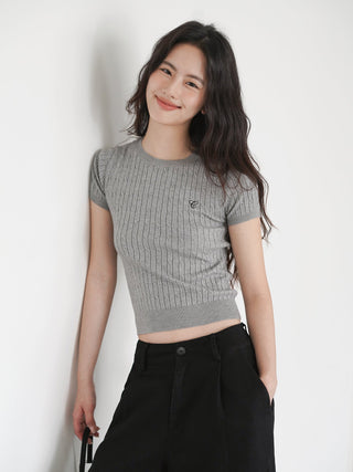 gray knit top