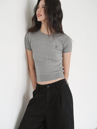 gray knit top