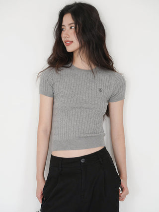 gray knit top