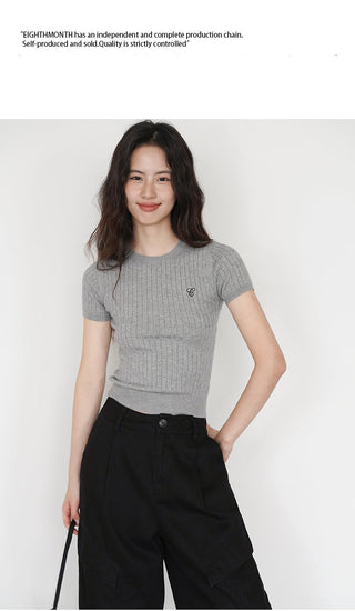 gray knit top