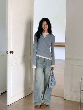 blue straight jeans