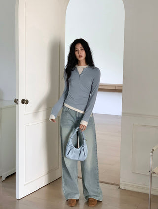 blue straight jeans
