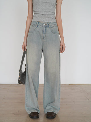 worn straight jeans