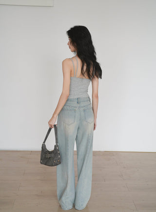 worn straight jeans