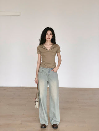 worn straight jeans