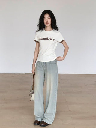worn straight jeans