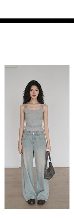 worn straight jeans