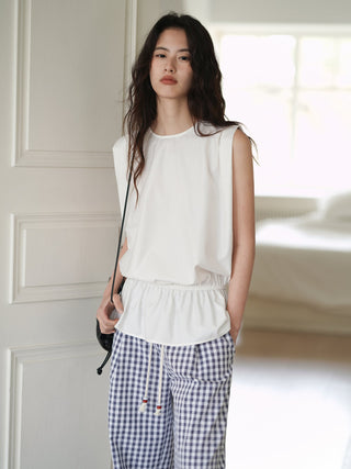 white sleeveless top